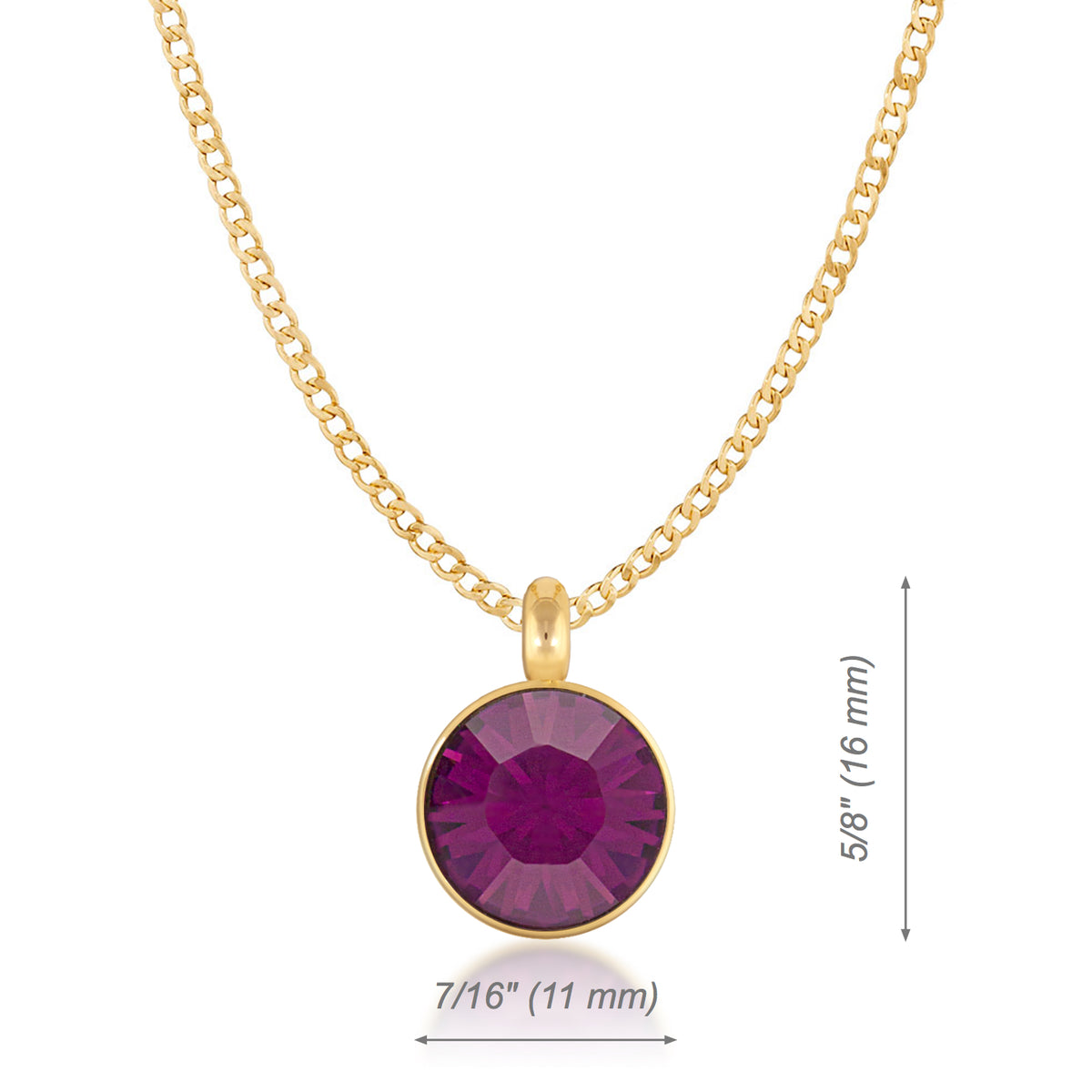 Bella Pendant Necklace with Purple Amethyst Round Crystals from Swarovski Gold Plated - Ed Heart