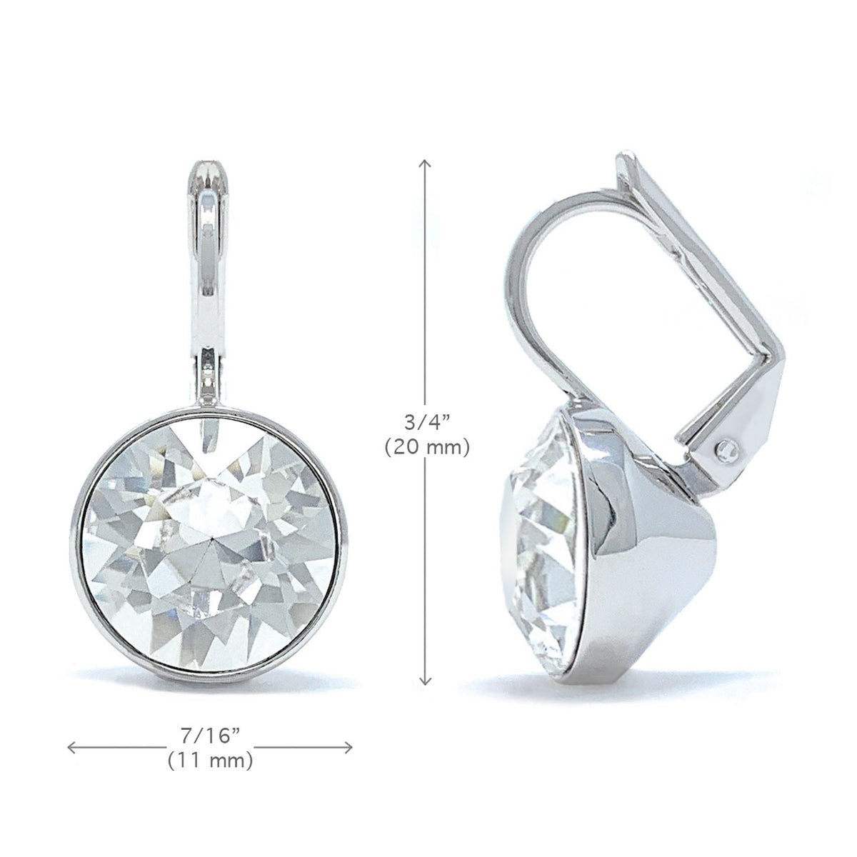 Drop Earrings with Clear Crystals Rhodium Plated