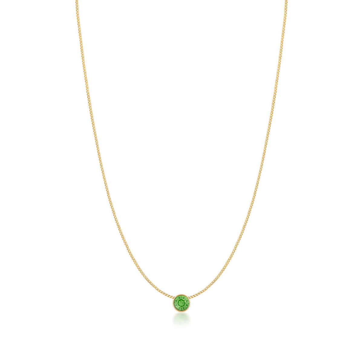 Harley Small Pendant Necklace with Green Peridot Round Crystals from Swarovski Gold Plated - Ed Heart
