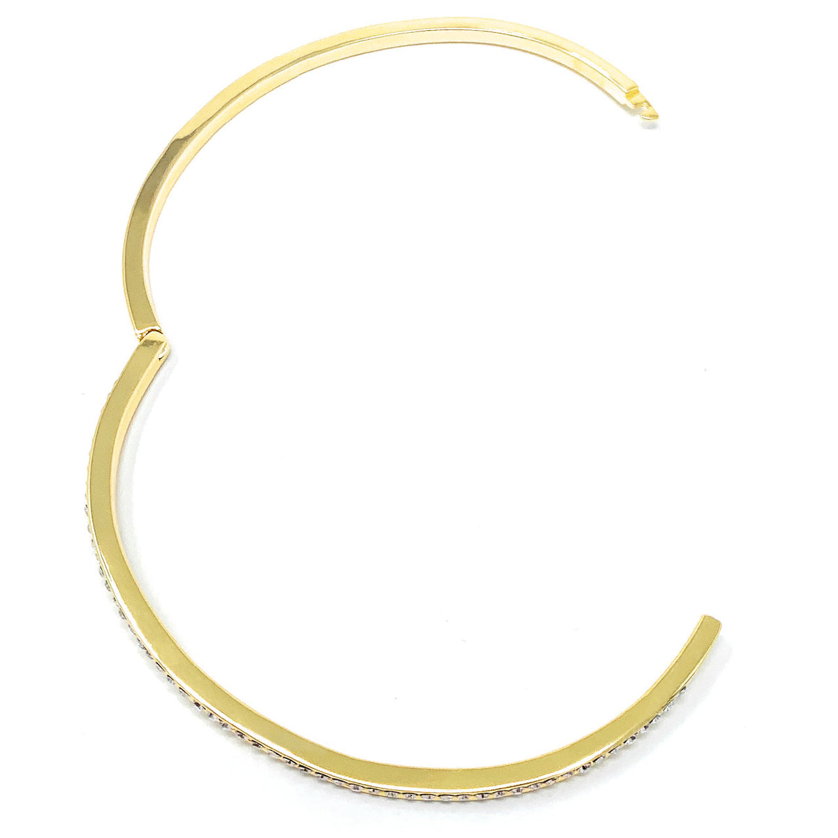 Amelia Curve Pave Bangle Bracelet with White Clear Round Crystals from Swarovski Gold Plated - Ed Heart