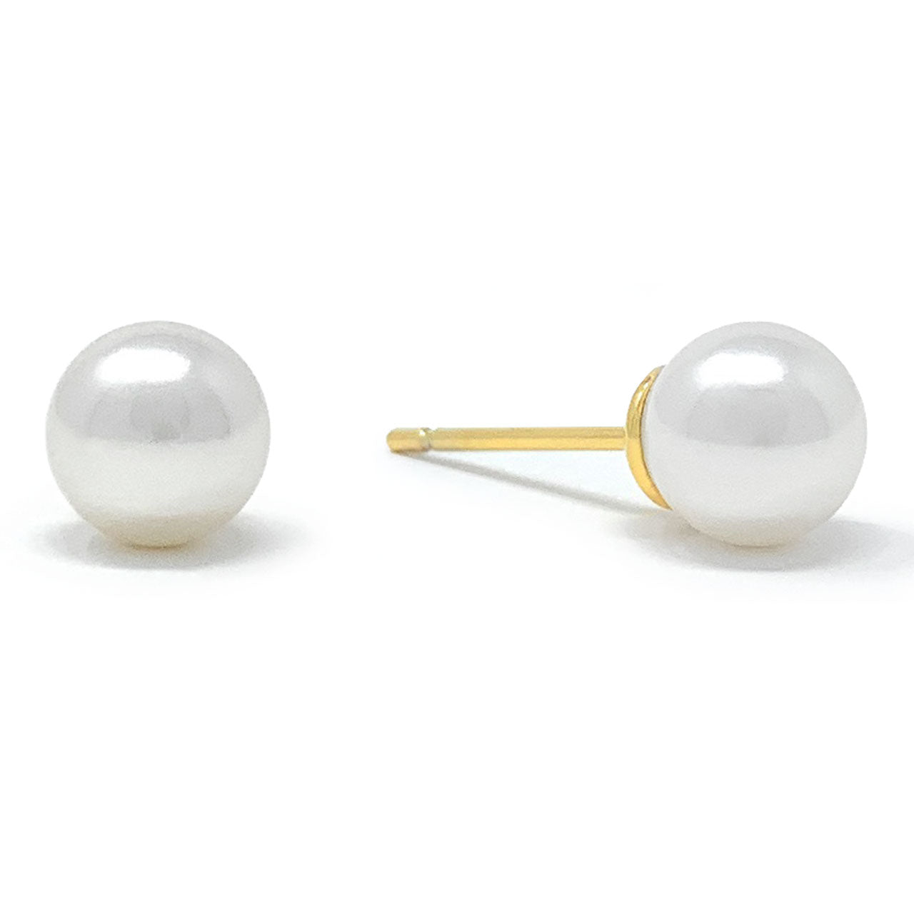 Elizabeth Small Stud Earrings with Ivory White Round Pearls from Swarovski Gold Plated - Ed Heart
