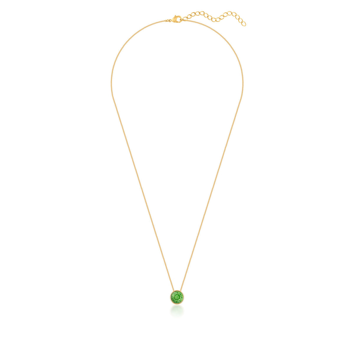 Harley Small Pendant Necklace with Green Peridot Round Crystals from Swarovski Gold Plated - Ed Heart