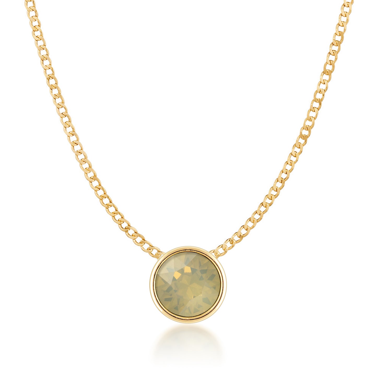 Harley Small Pendant Necklace with Beige Sand Round Opals from Swarovski Gold Plated - Ed Heart