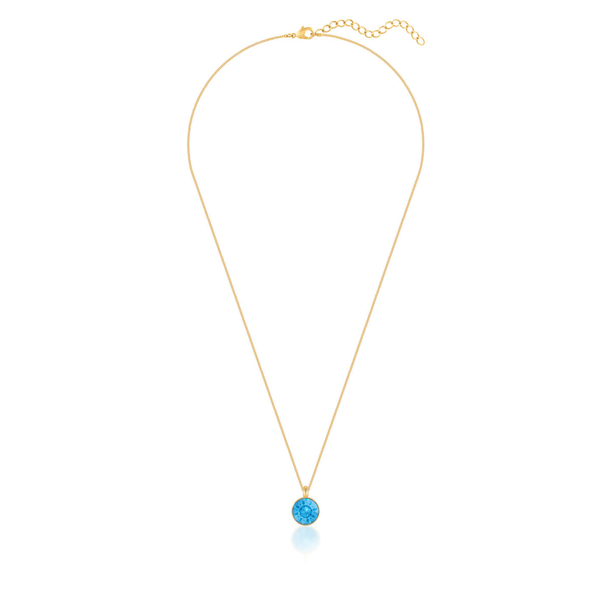 Bella Pendant Necklace with Blue Aquamarine Round Crystals from Swarovski Gold Plated - Ed Heart