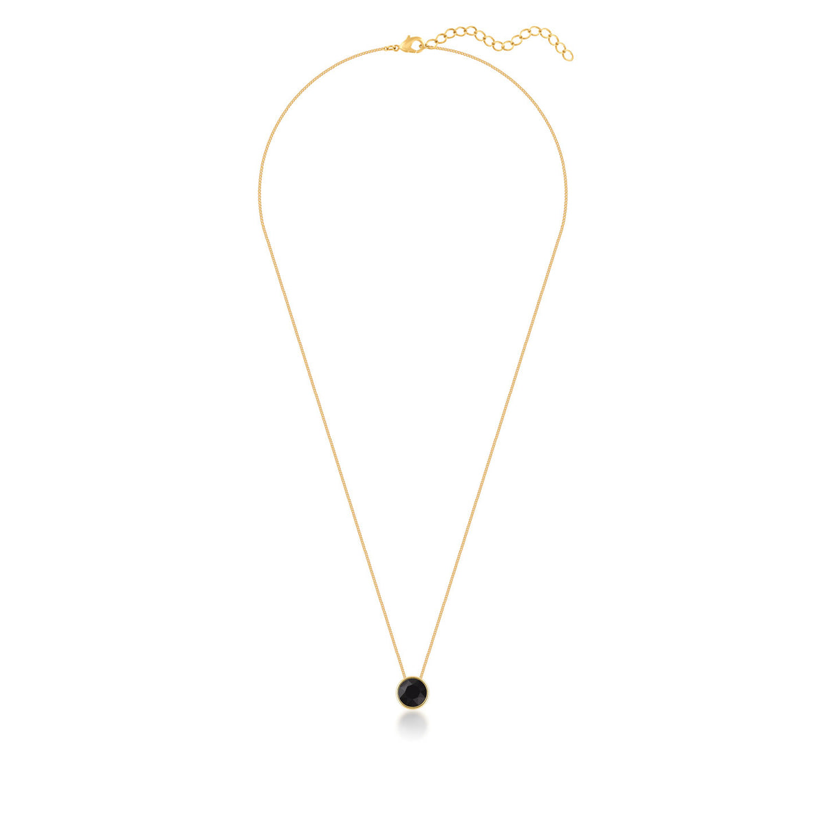 Harley Small Pendant Necklace with Black Jet Round Crystals from Swarovski Gold Plated - Ed Heart