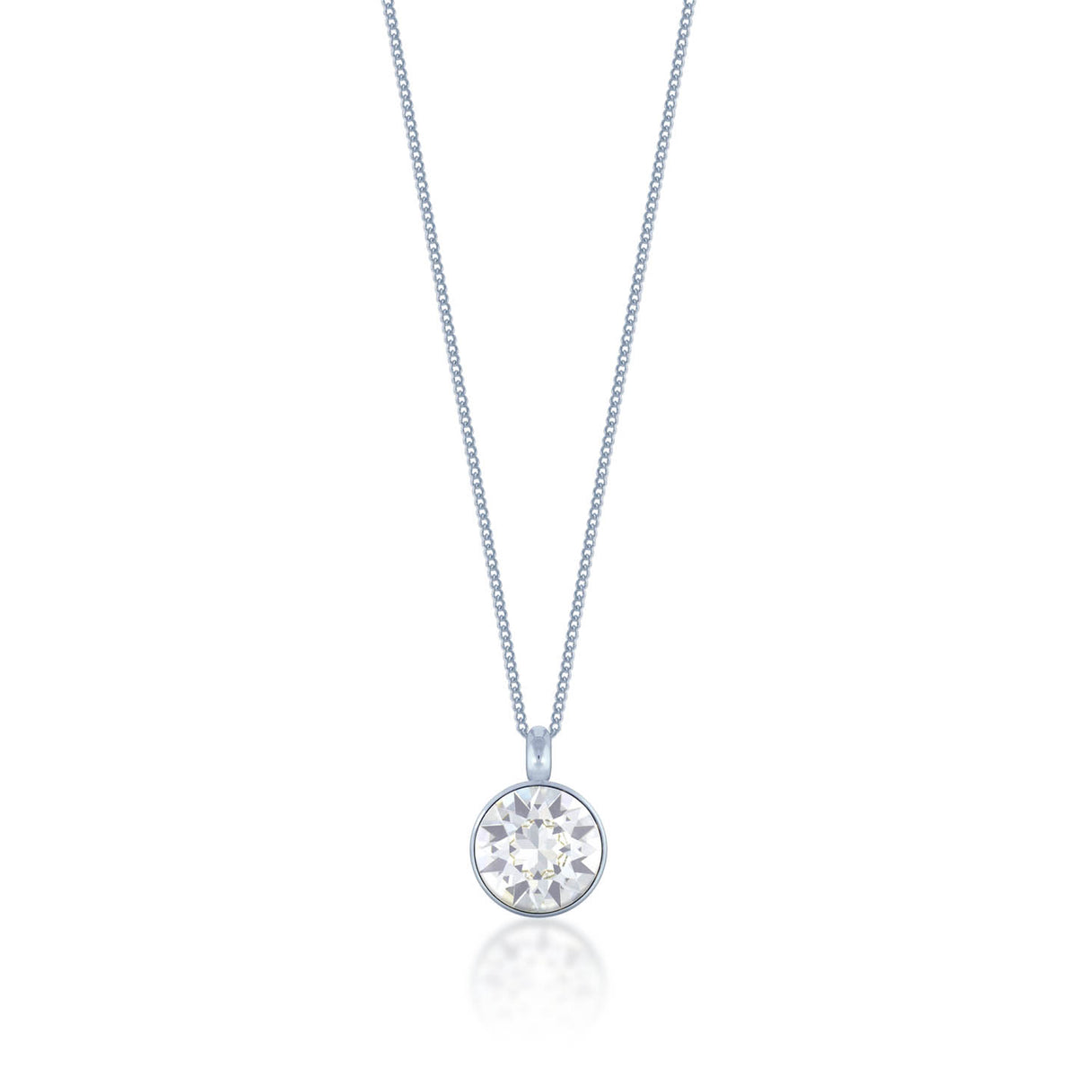 Bella Pendant Necklace with White Clear Round Crystals from Swarovski Silver Toned Rhodium Plated - Ed Heart