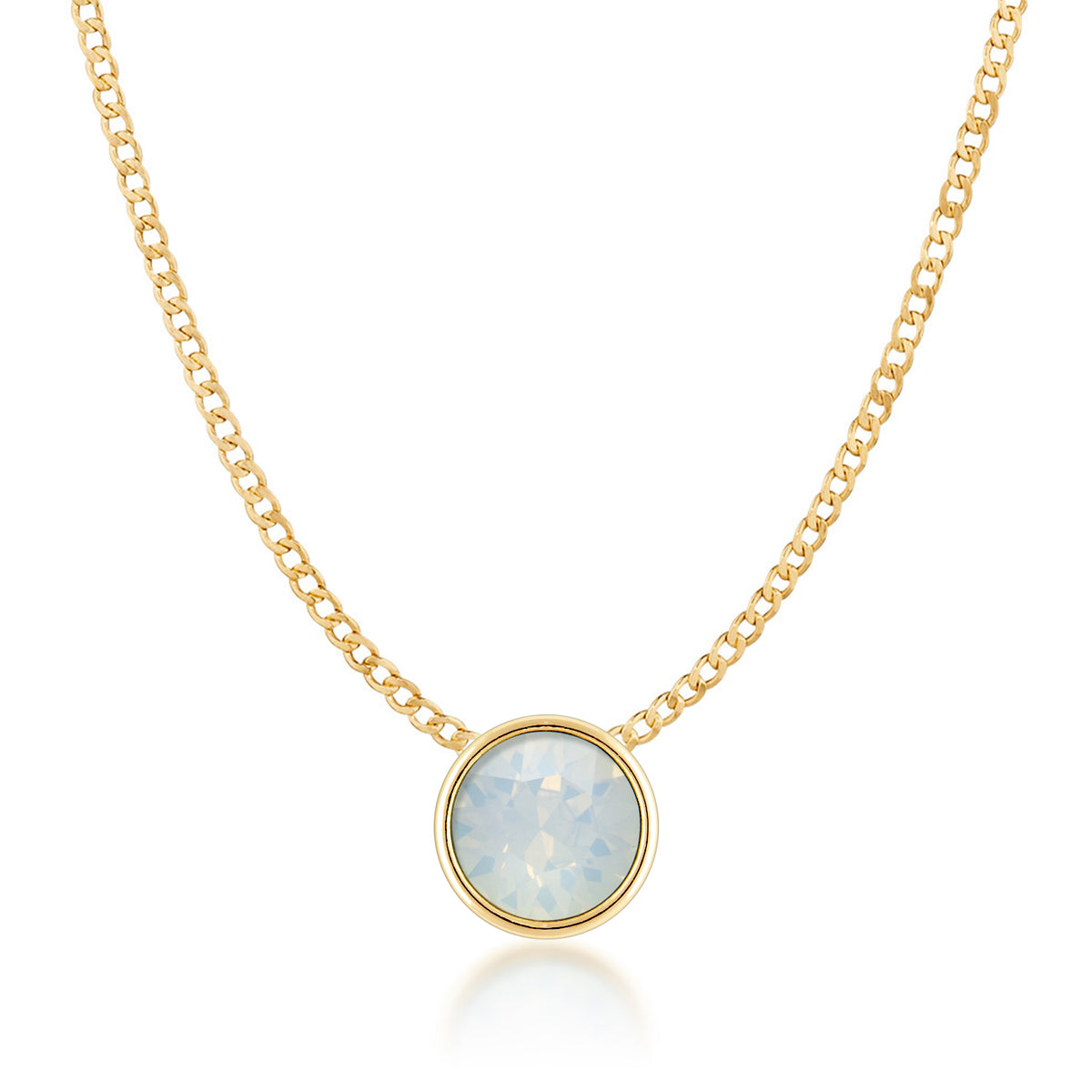 Harley Small Pendant Necklace with Ivory White Round Opals from Swarovski Gold Plated - Ed Heart