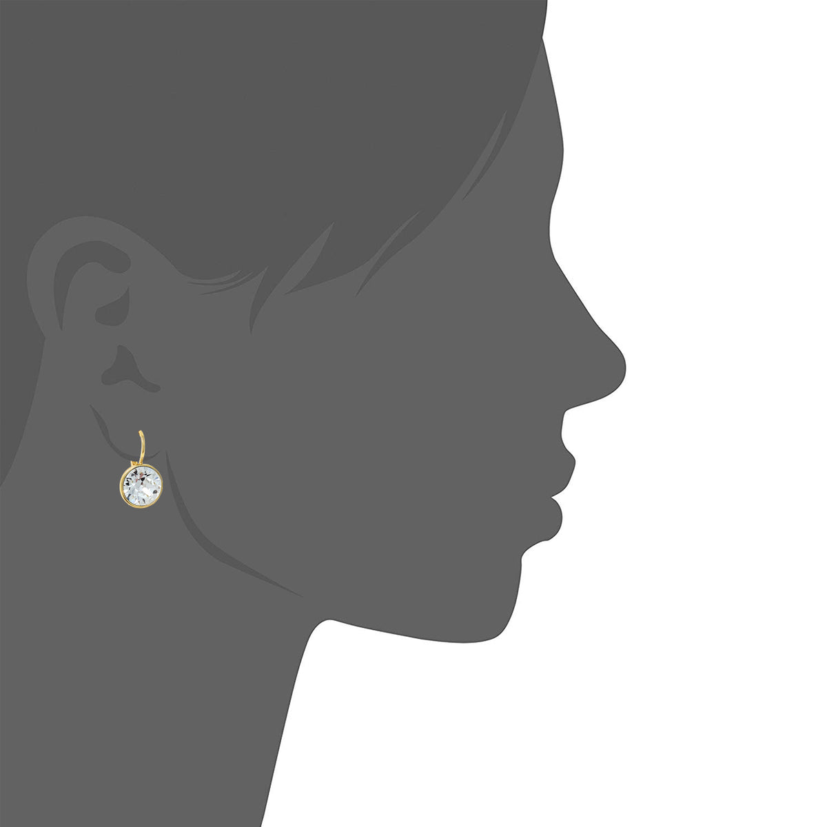 Drop Earrings with Clear Crystals Gold Plated