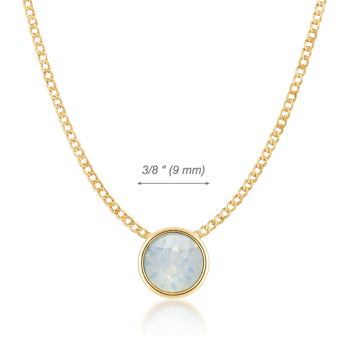 Harley Small Pendant Necklace with Ivory White Round Opals from Swarovski Gold Plated - Ed Heart
