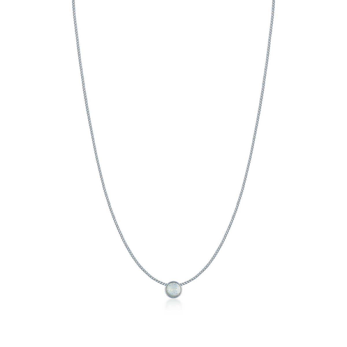 Harley Small Pendant Necklace with Ivory White Round Opals from Swarovski Silver Toned Rhodium Plated - Ed Heart