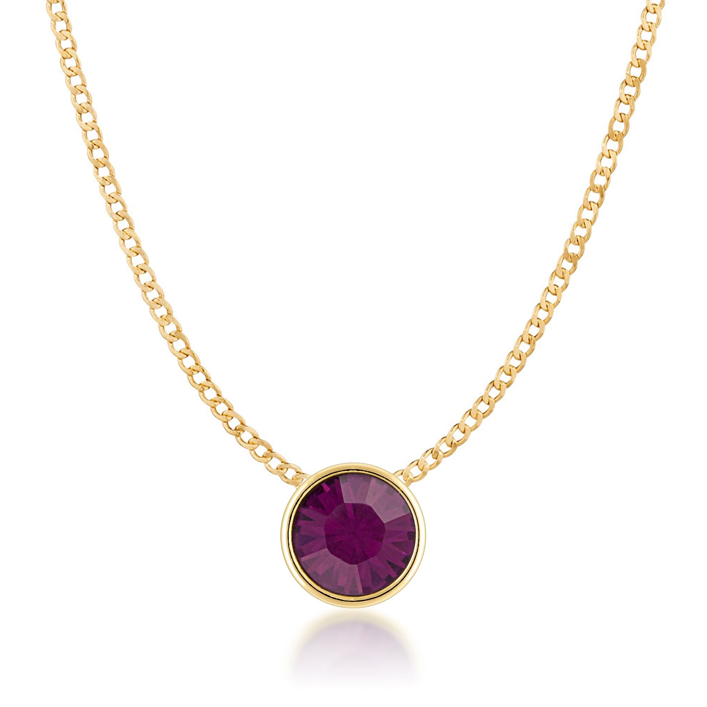Harley Small Pendant Necklace with Purple Amethyst Round Crystals from Swarovski Gold Plated - Ed Heart