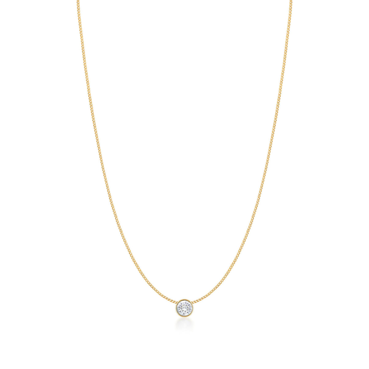 Harley Small Pendant Necklace with White Clear Round Crystals from Swarovski Gold Plated - Ed Heart