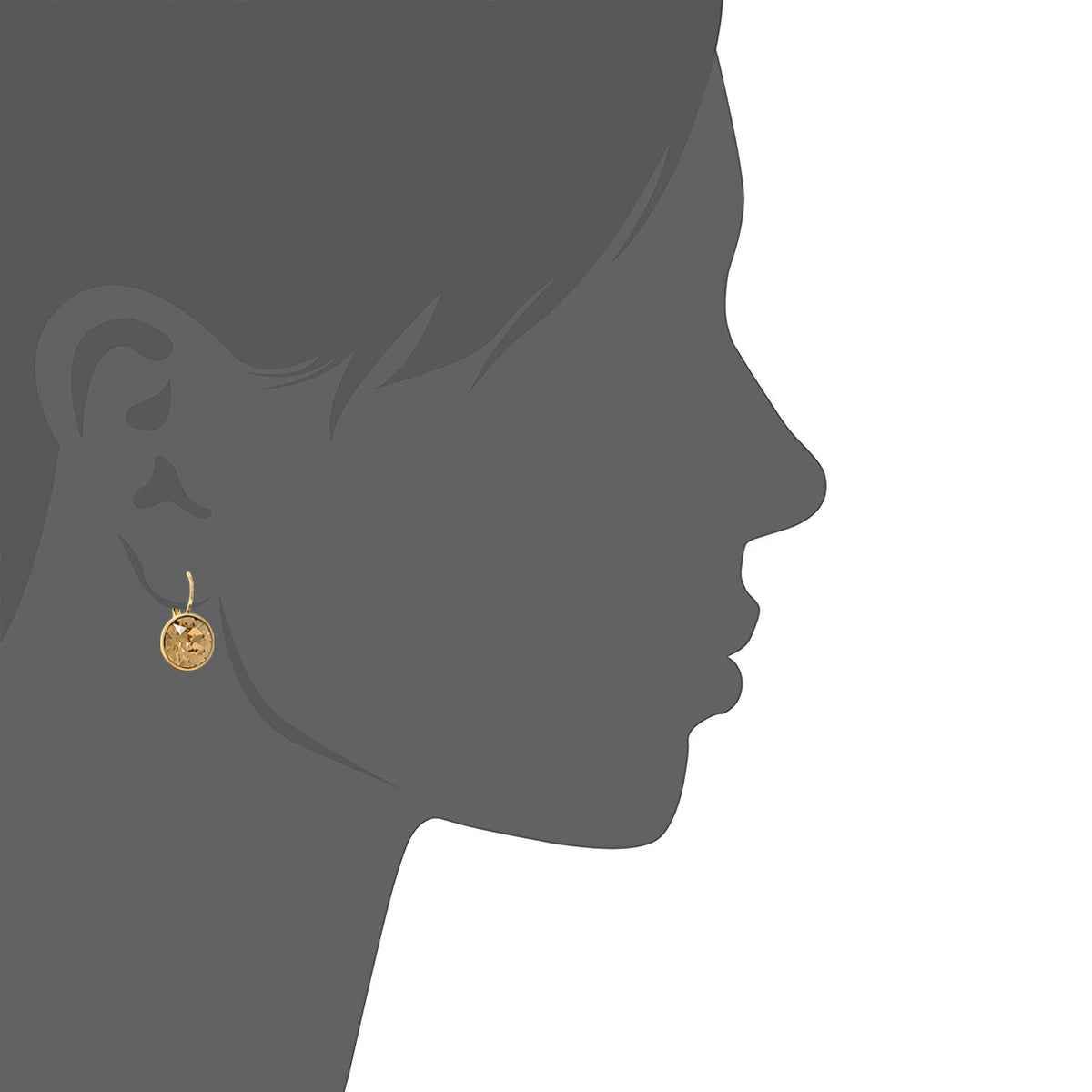 Drop Earrings with Brown Light Topaz Crystals Gold Plated