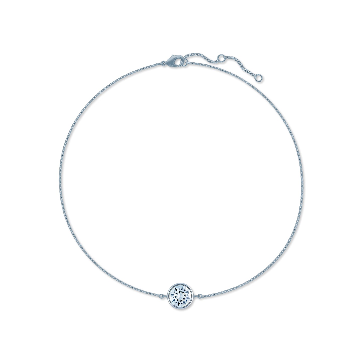 Harley Chain Bracelet with White Clear Round Crystals from Swarovski Silver Toned Rhodium Plated - Ed Heart