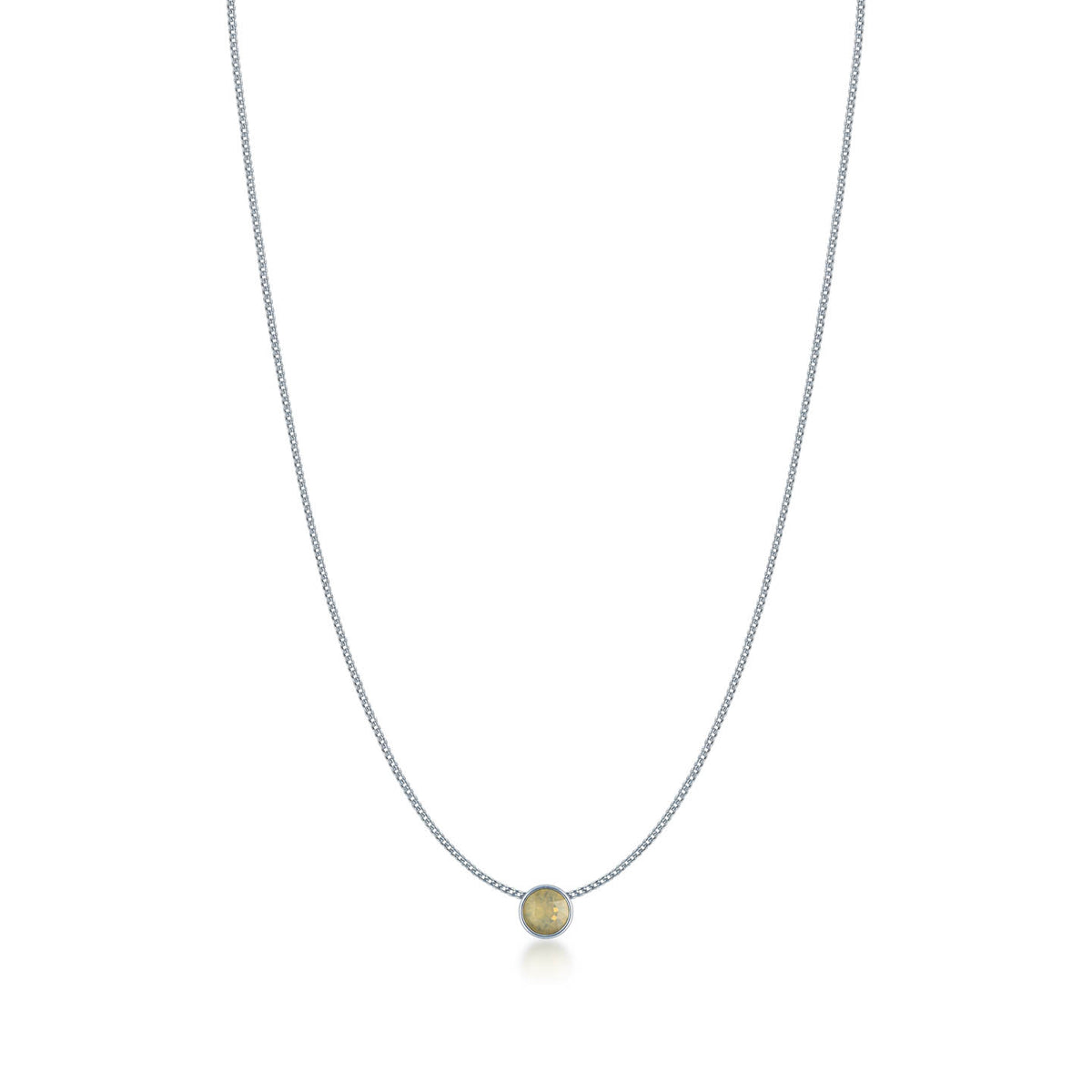 Harley Small Pendant Necklace with Beige Sand Round Opals from Swarovski Silver Toned Rhodium Plated - Ed Heart