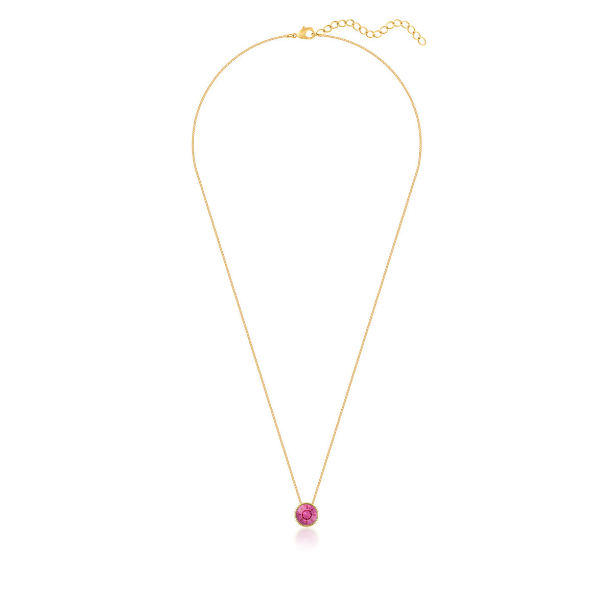 Harley Small Pendant Necklace with Pink Rose Round Crystals from Swarovski Gold Plated - Ed Heart