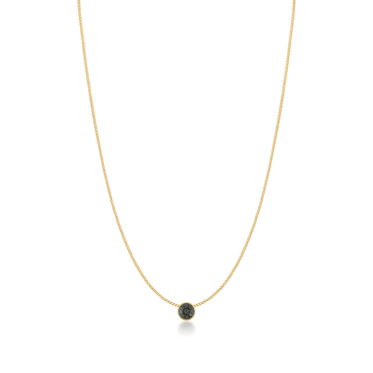 Harley Small Pendant Necklace with Black Diamond Round Crystals from Swarovski Gold Plated - Ed Heart