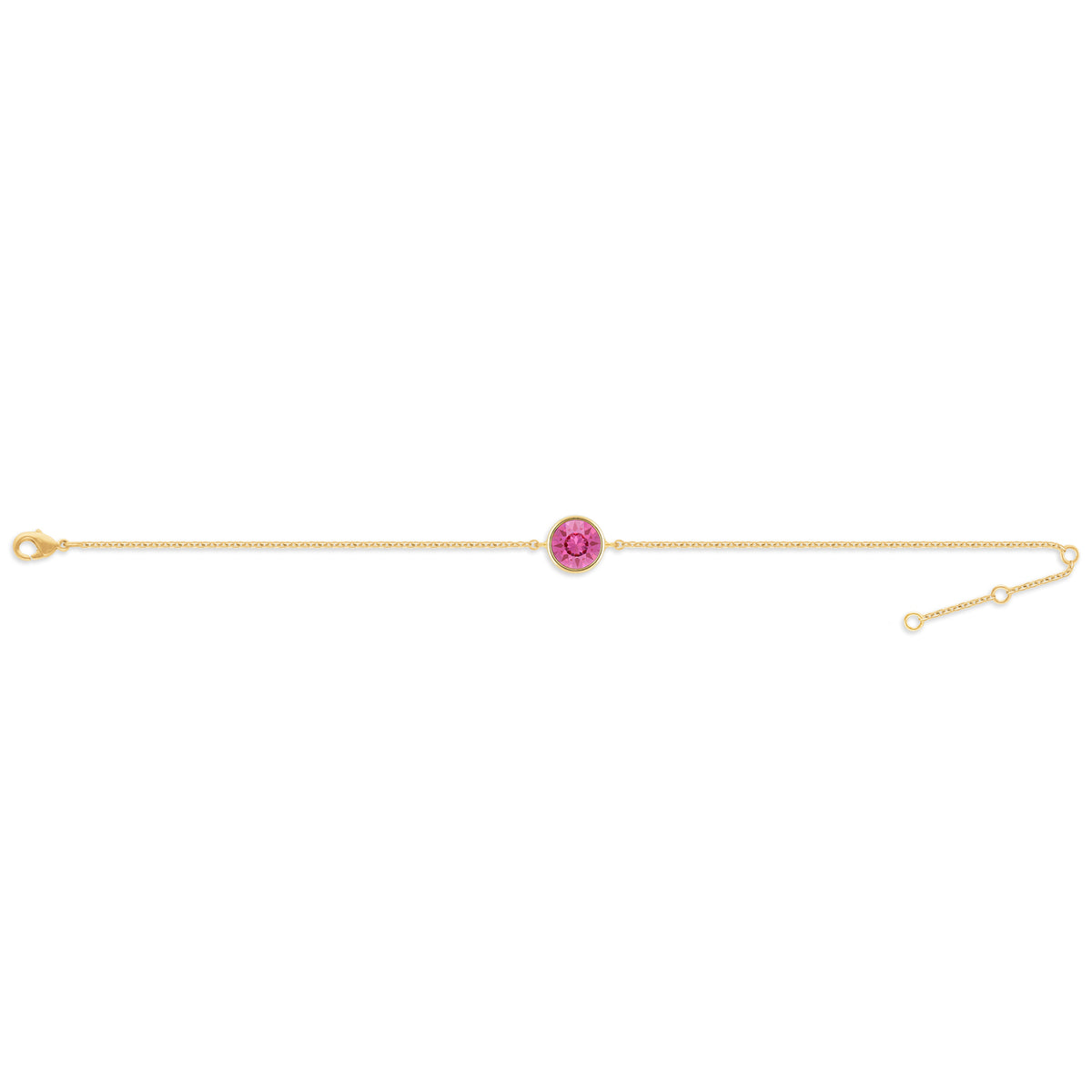Harley Chain Bracelet with Pink Rose Round Crystals from Swarovski Gold Plated - Ed Heart
