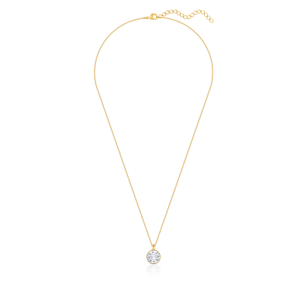 Bella Pendant Necklace with White Clear Round Crystals from Swarovski Gold Plated - Ed Heart