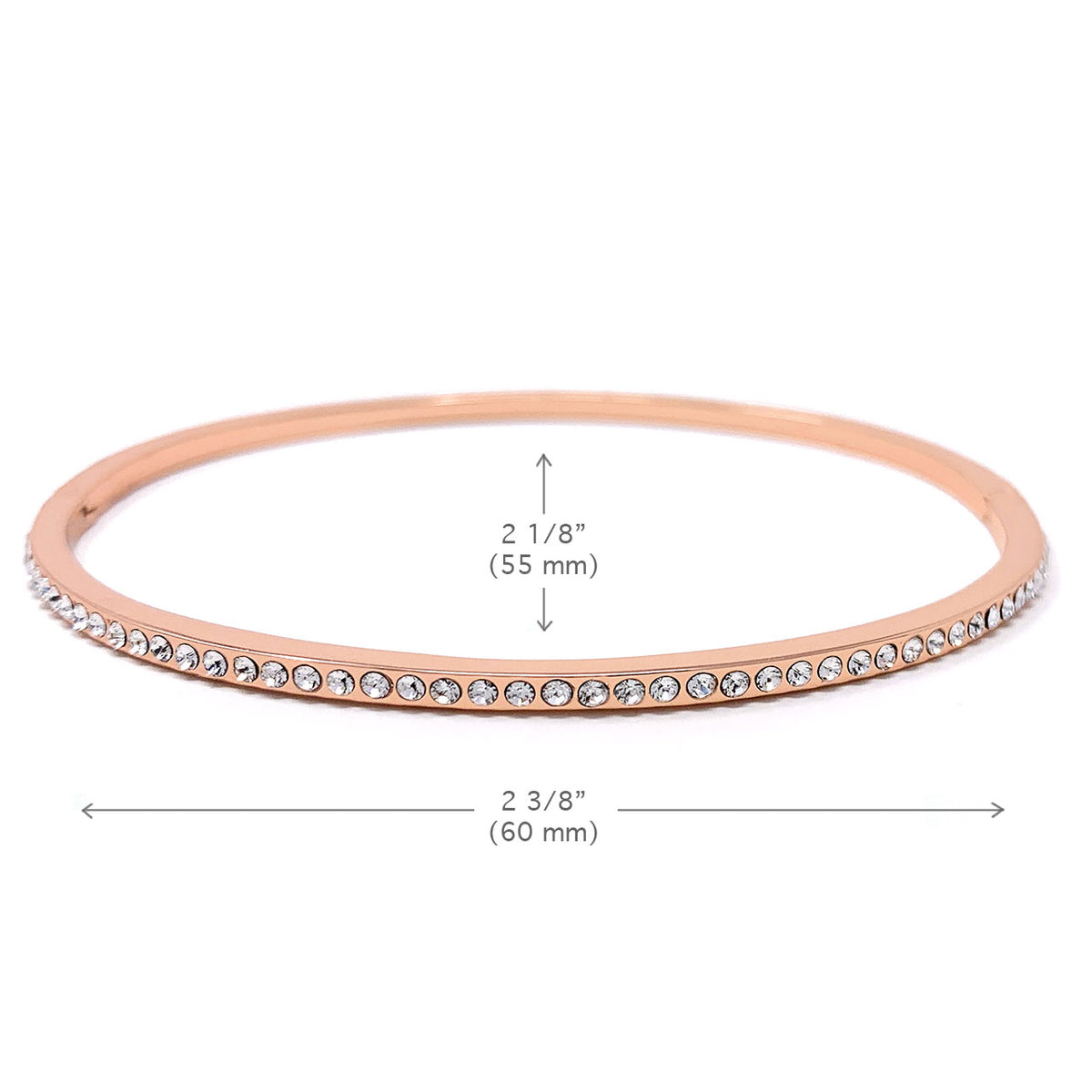 Amelia Pave Bangle Bracelet with White Clear Round Crystals from Swarovski Rose Gold Plated - Ed Heart