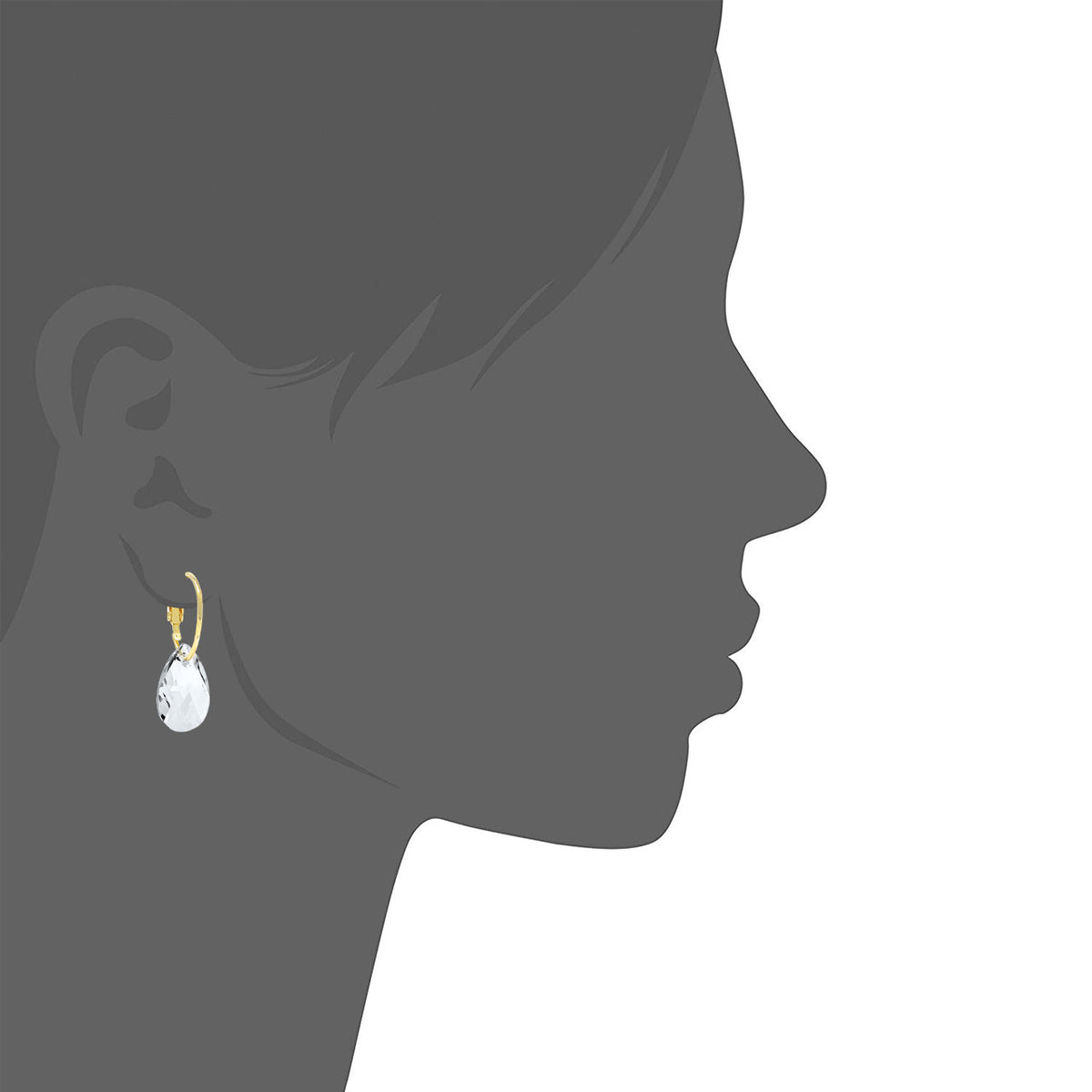 Aurora Small Drop Earrings with White Clear Pear Crystals from Swarovski Gold Plated - Ed Heart