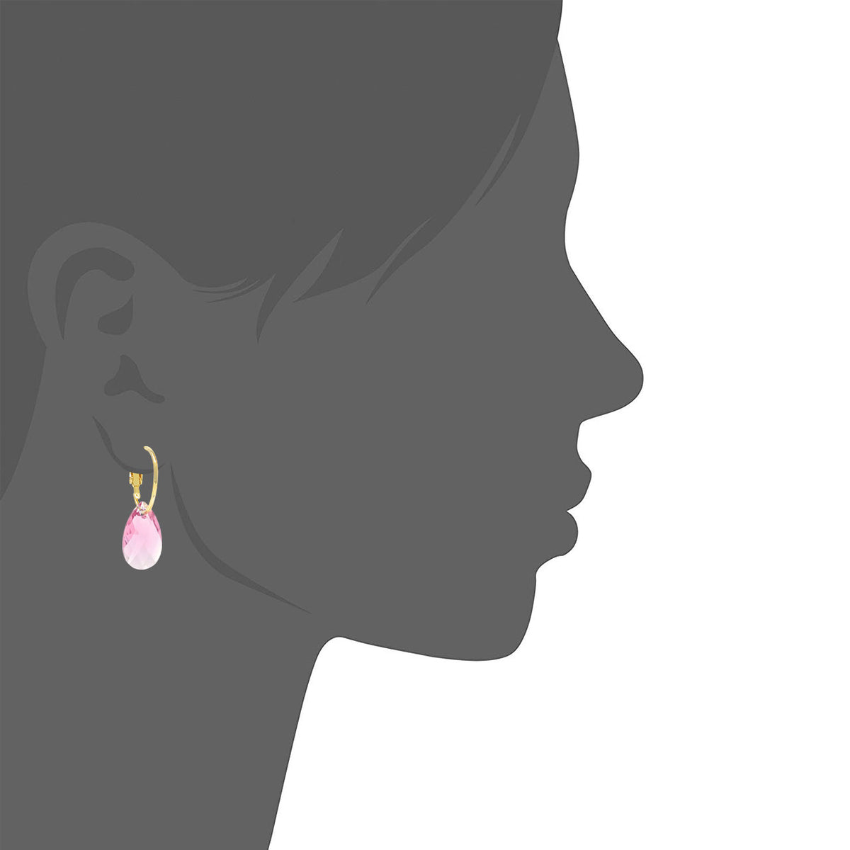 Aurora Small Drop Earrings with Pink Light Rose Pear Crystals from Swarovski Gold Plated - Ed Heart