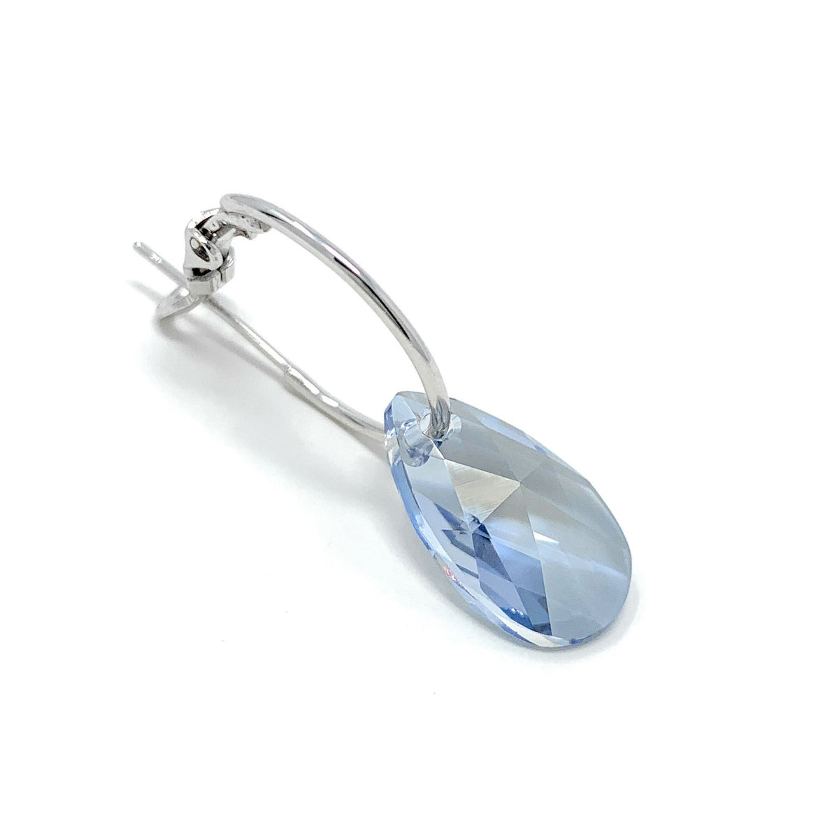 Aurora Small Drop Earrings with Grey Blue Shade Pear Crystals from Swarovski Silver Toned Rhodium Plated - Ed Heart