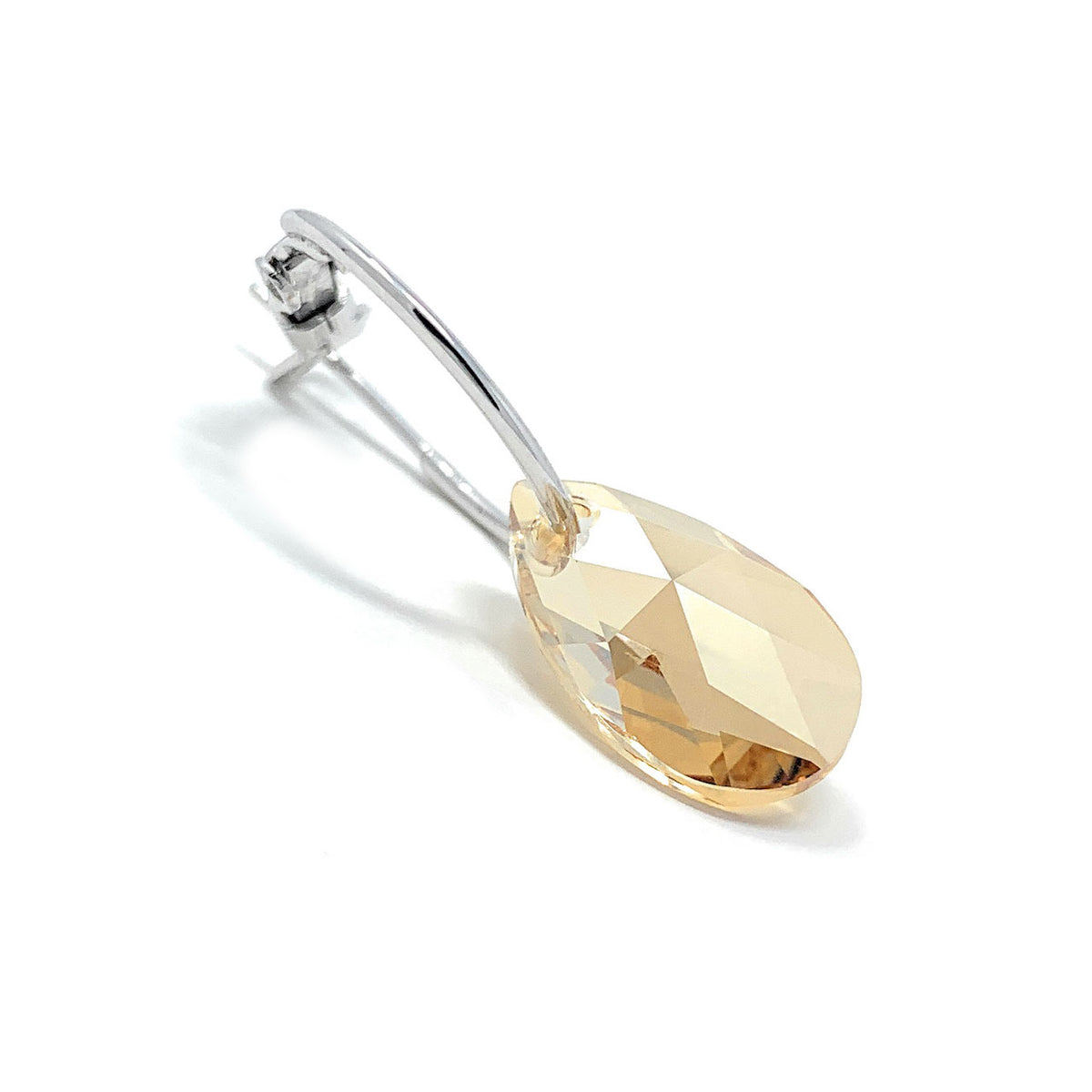 Aurora Small Drop Earrings with Yellow Beige Golden Shadow Pear Crystals from Swarovski Silver Toned Rhodium Plated - Ed Heart