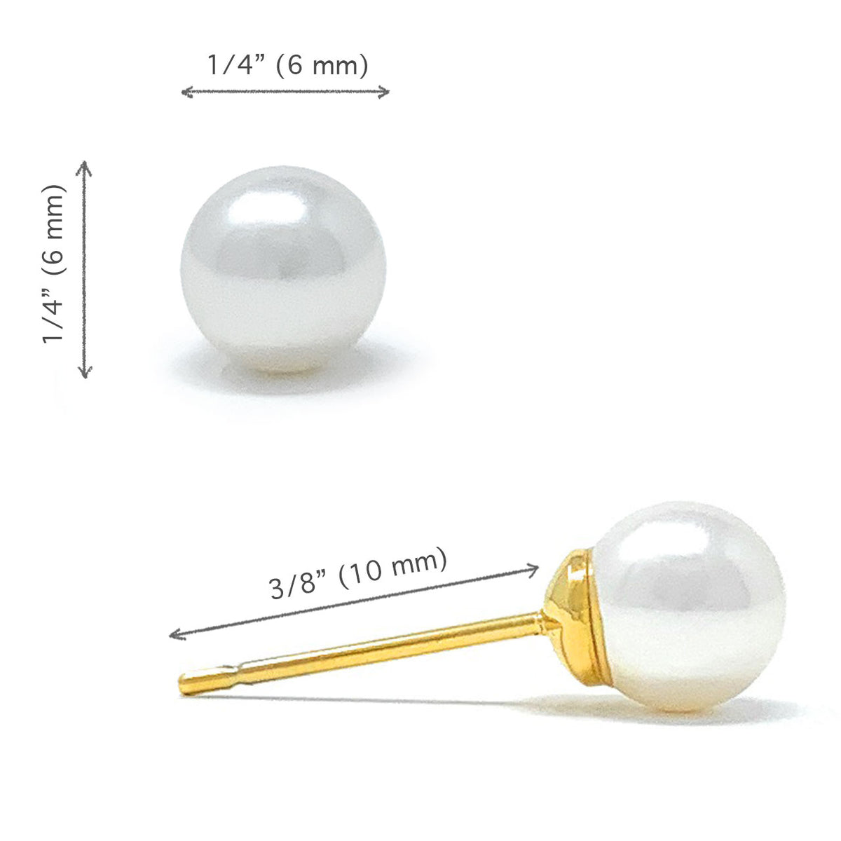 Elizabeth Small Stud Earrings with Ivory White Round Pearls from Swarovski Gold Plated - Ed Heart