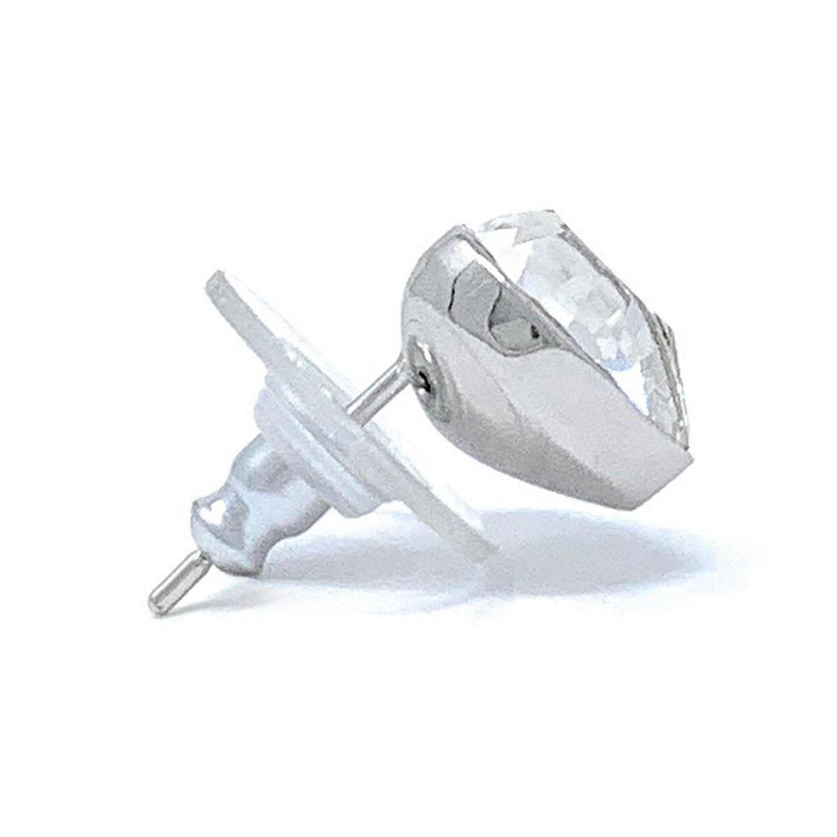 Lucia Stud Earrings with White Clear Heart Crystals from Swarovski Silver Toned Rhodium Plated - Ed Heart