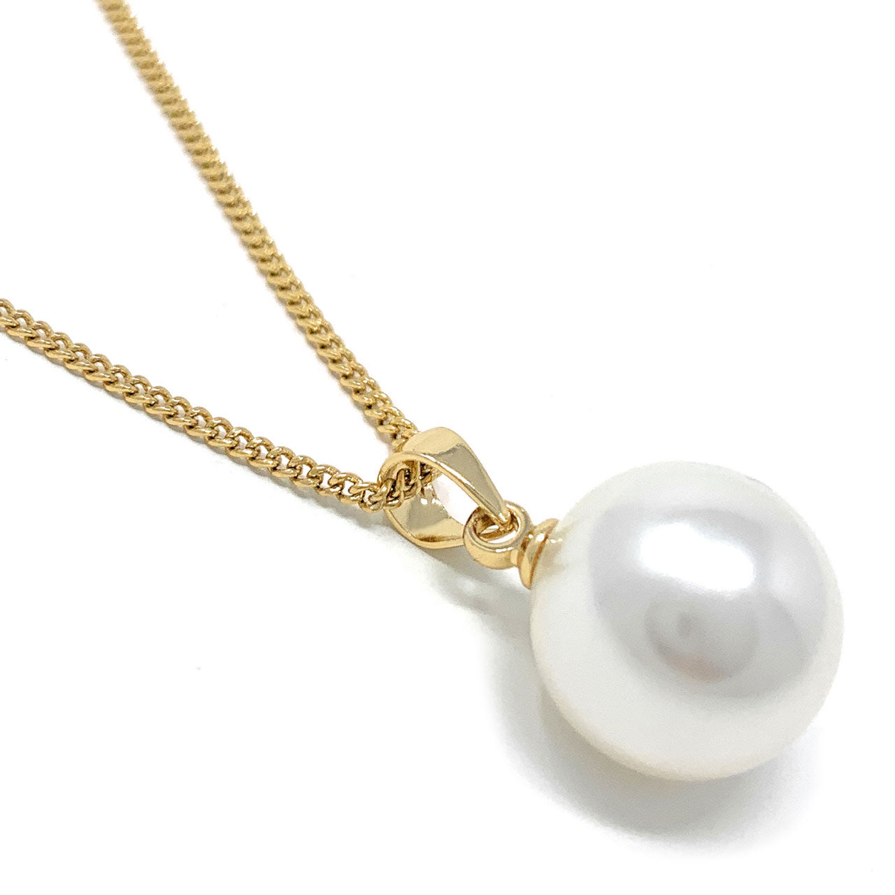Elizabeth Pendant Necklace with Ivory White Round Pearls from Swarovski Gold Plated - Ed Heart