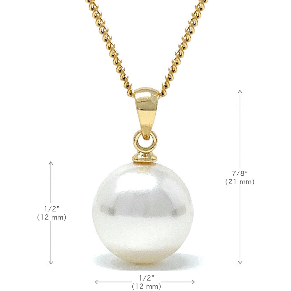 Elizabeth Pendant Necklace with Ivory White Round Pearls from Swarovski Gold Plated - Ed Heart
