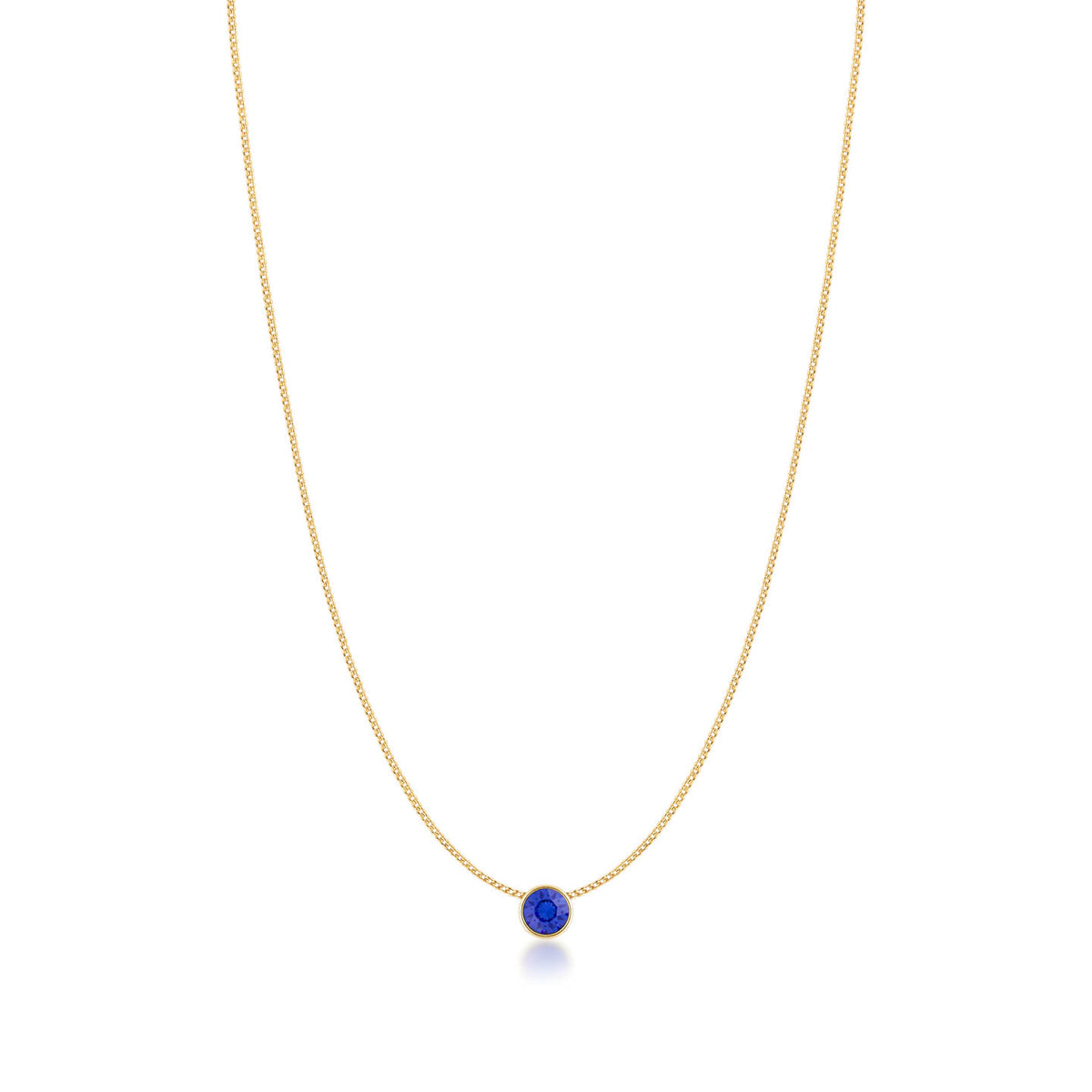 Harley Small Pendant Necklace with Blue Sapphire Round Crystals from Swarovski Gold Plated - Ed Heart