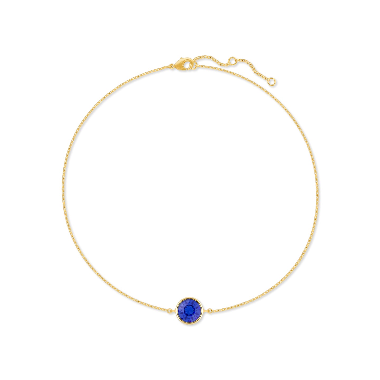 Harley Chain Bracelet with Blue Sapphire Round Crystals from Swarovski Gold Plated - Ed Heart