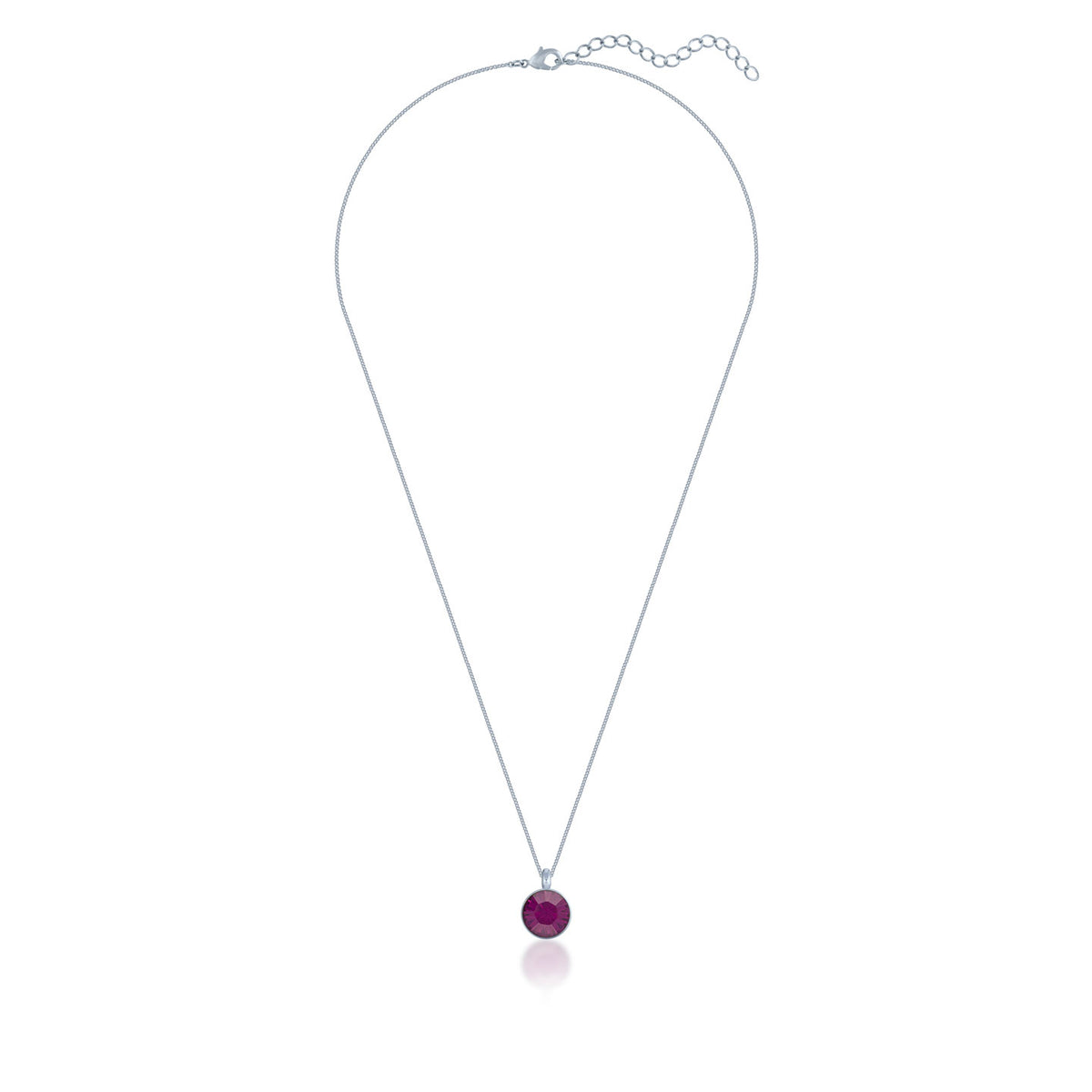 Bella Pendant Necklace with Purple Amethyst Round Crystals from Swarovski Silver Toned Rhodium Plated - Ed Heart