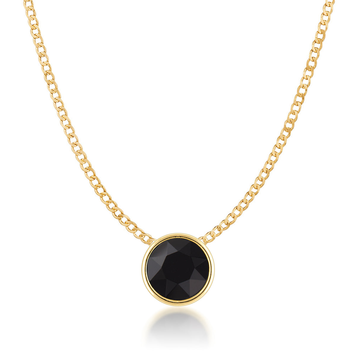 Harley Small Pendant Necklace with Black Jet Round Crystals from Swarovski Gold Plated - Ed Heart
