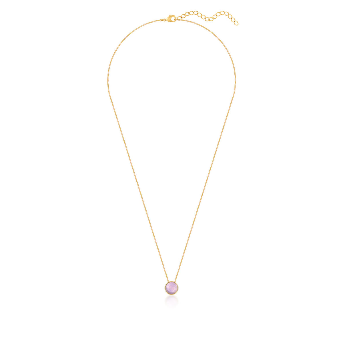 Harley Small Pendant Necklace with Pink Rose Water Round Opals from Swarovski Gold Plated - Ed Heart