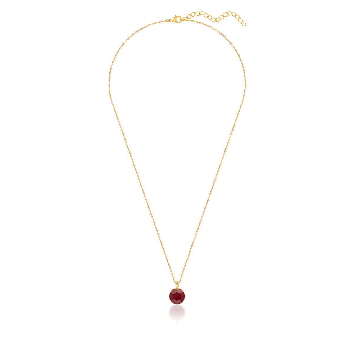 Bella Pendant Necklace with Red Siam Round Crystals from Swarovski Gold Plated - Ed Heart