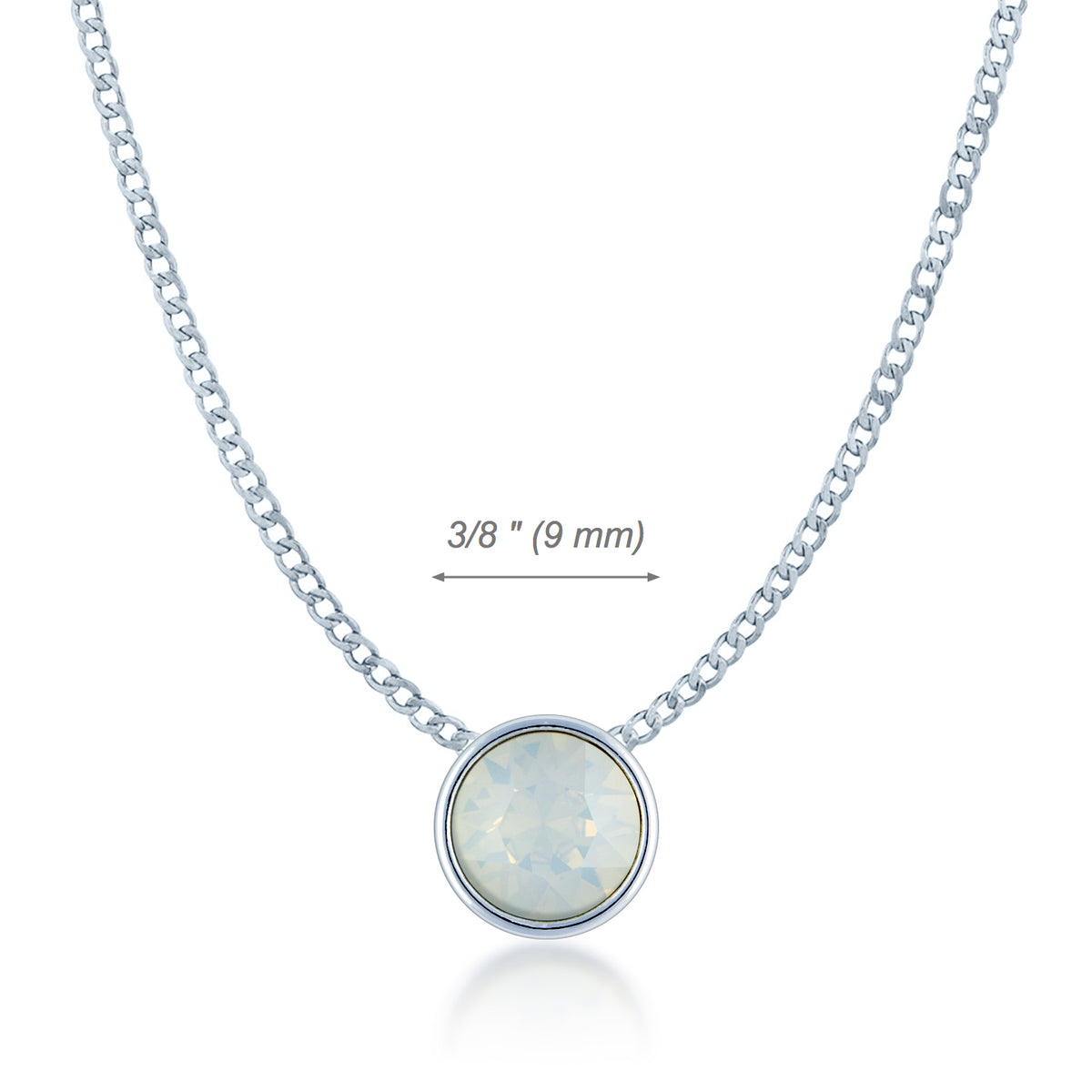 Harley Small Pendant Necklace with Ivory White Round Opals from Swarovski Silver Toned Rhodium Plated - Ed Heart