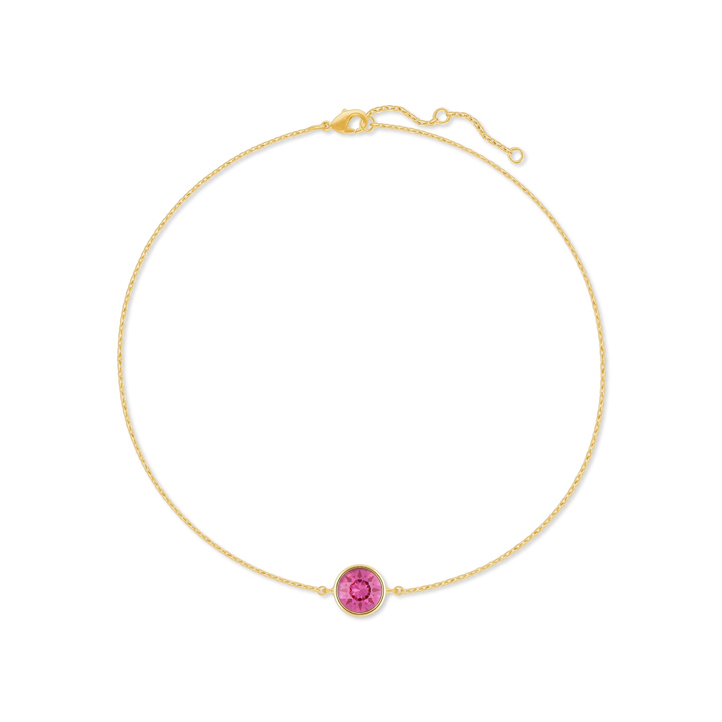 Harley Chain Bracelet with Pink Rose Round Crystals from Swarovski Gold Plated - Ed Heart