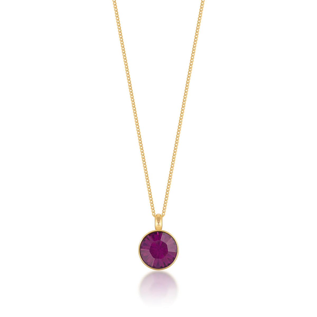 Bella Pendant Necklace with Purple Amethyst Round Crystals from Swarovski Gold Plated - Ed Heart