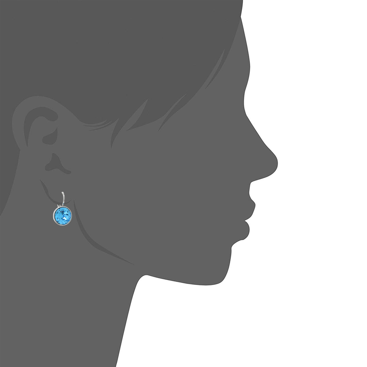 Drop Earrings with Blue Aquamarine Crystals Rhodium Plated